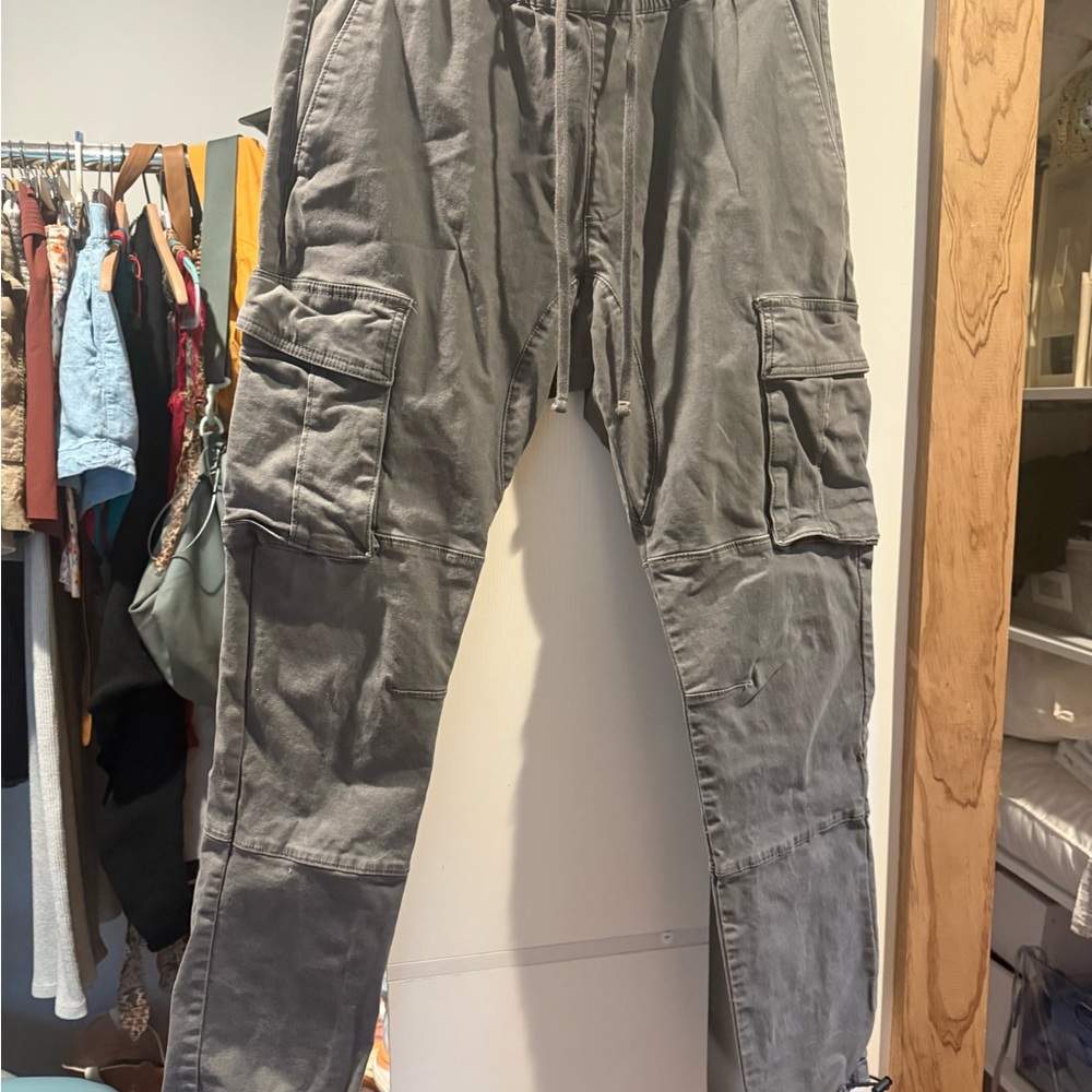 PacSun Gray Cargo Pants Straight-Leg Cotton Slim Fit
